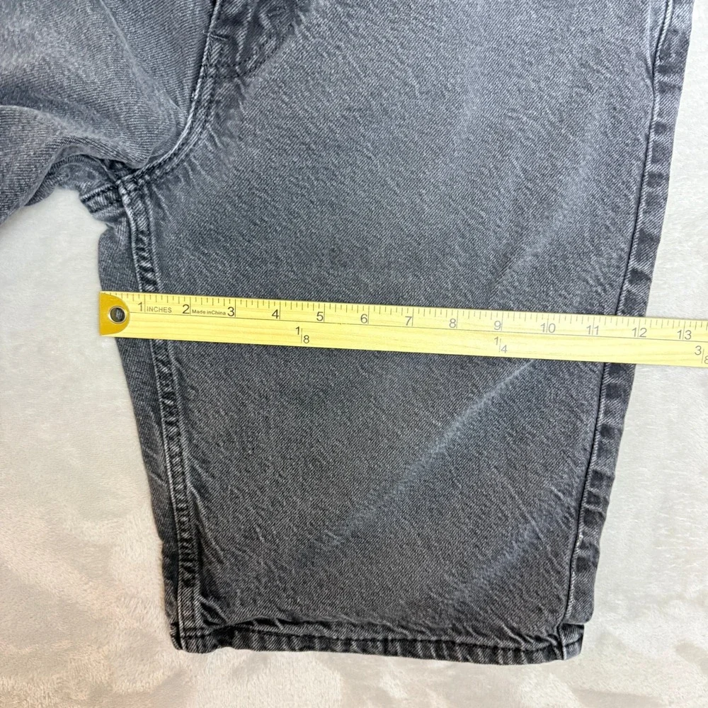 Levis 469 Denim Shorts Mens 32x12 Black Faded Loose Fit Baggy Skater Grunge Y2K